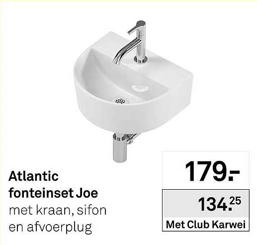 Atlantic fonteineset Joe met kraan, sifon en afvoerplug