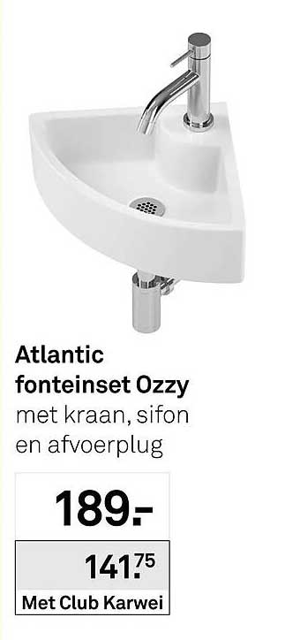Atlantic fonteineset Ozzy met kraan, sifon en afvoerplug