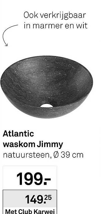 Atlantic waskom Jimmy natuursteen, Ø 39 cm
