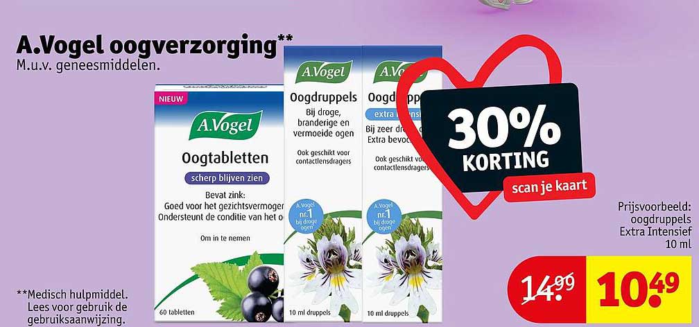 A.Vogel oogverzorging** 30% KORTING scan je kaart