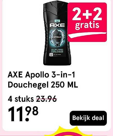 AXE Apollo 3-in-1 Douchegel 250 ML 2+2 gratis