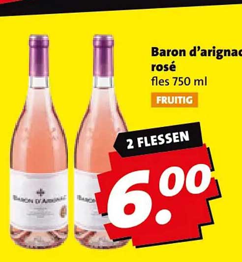 Baron d’arignac rosé fles 750 ml FRUITIG 2 FLESSEN