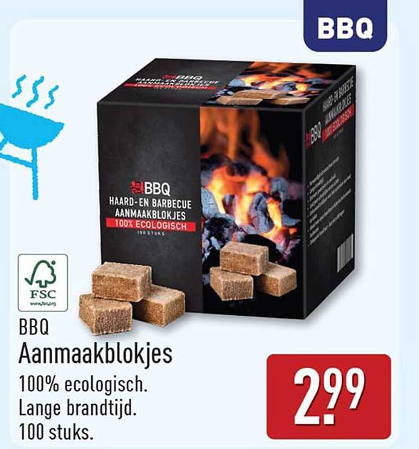 BBQ Aanmaakblokjes 100% ecologisch. Lange brandtijd. 100 stuks.