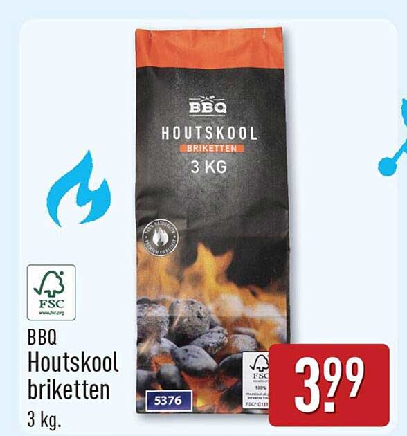 BBQ Houtskool briketten 3 kg.