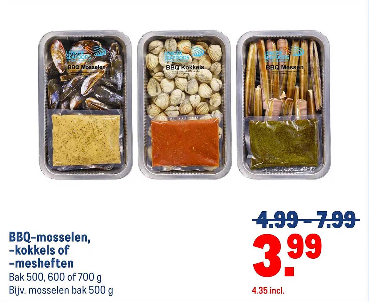 BBQ-mosselen, -kokkels of -mesheften