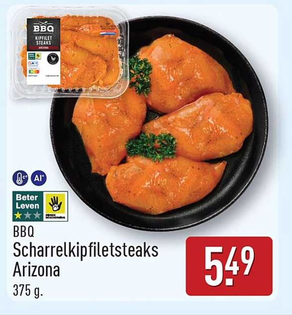BBQ Scharrelkipfiletsteaks Arizona 375 g.