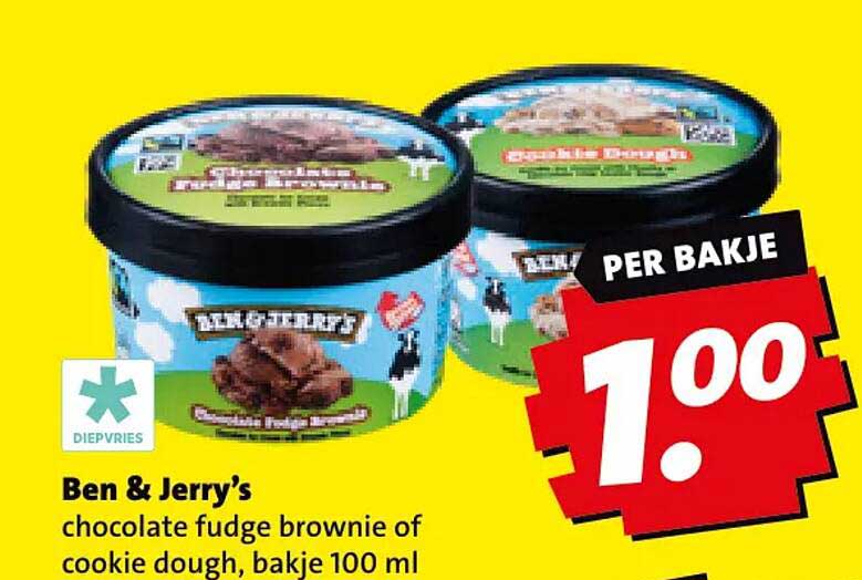 Ben & Jerry’s chocolate fudge brownie of cookie dough, bakje 100 ml