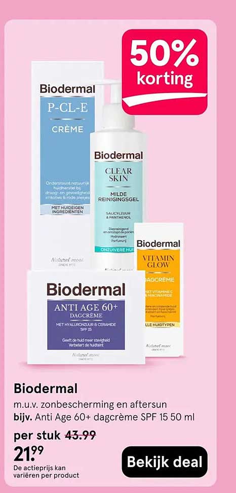 Biodermal m.u.v. zonbescherming en aftersun, bijv. Anti Age 60+ dagcrème SPF 15 50 ml