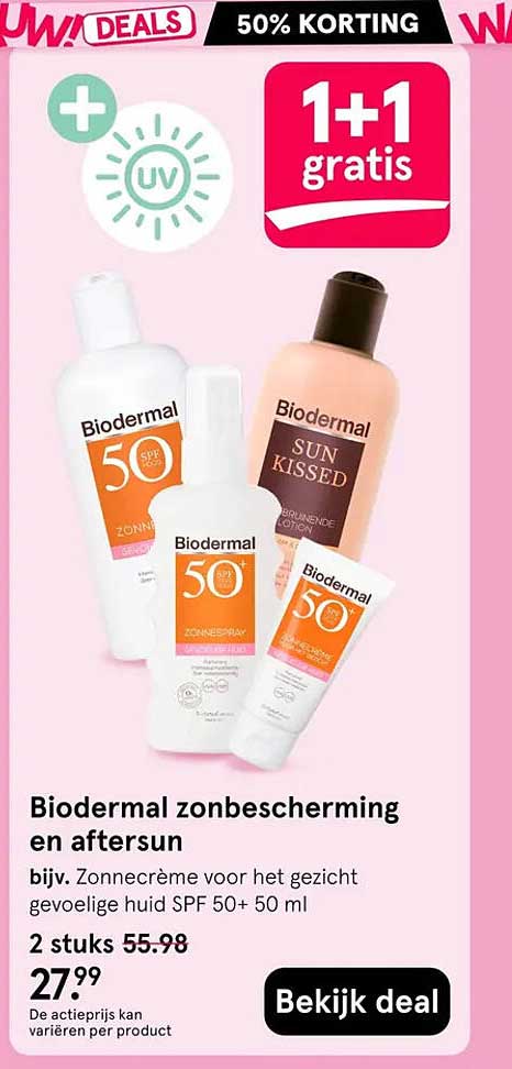 Biodermal zonbescherming en aftersun 1+1 gratis