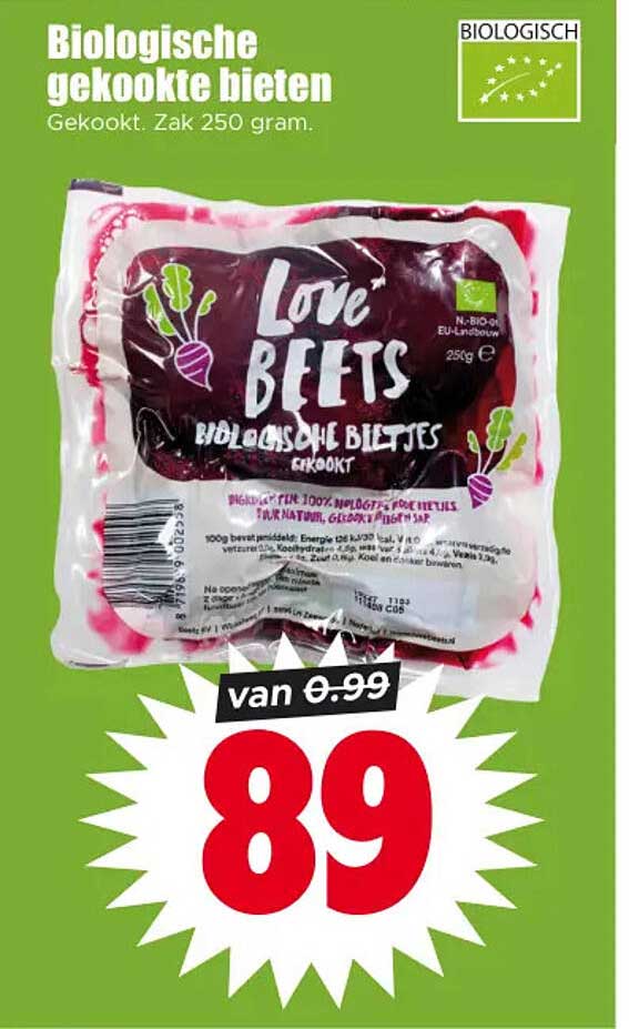 Biologische gekookte bieten