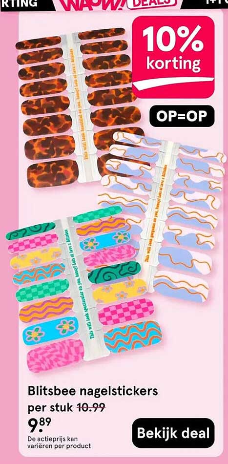 Blitsbee nagelstickers 10% korting OP=OP