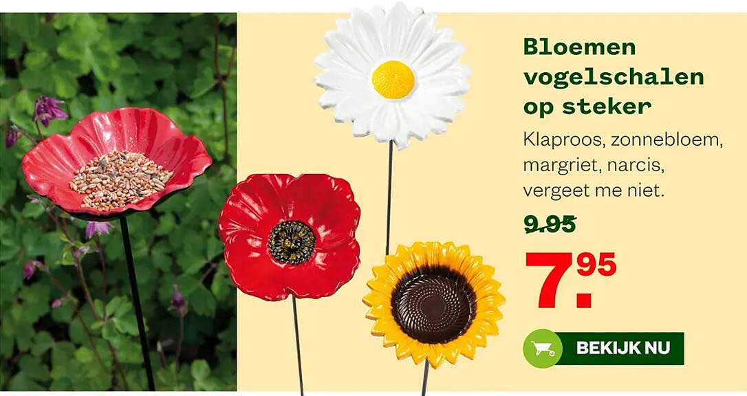 Bloemen vogelschalen op steker