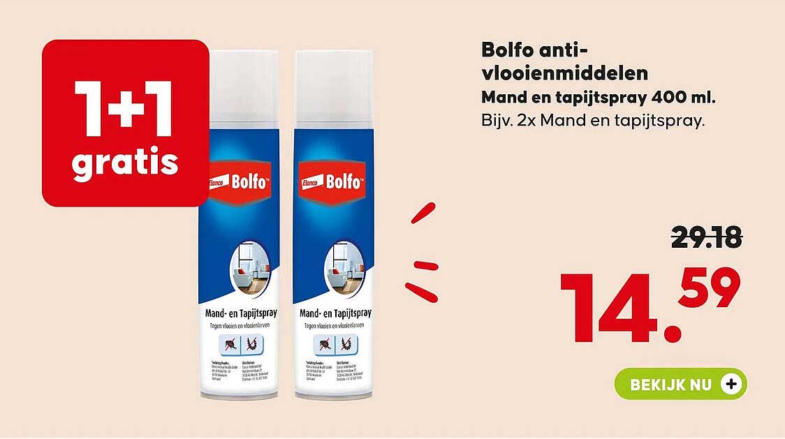 Bolfo anti-vlooienmiddelen Mand en tapijtspray 400 ml. Bijv. 2x Mand en tapijtspray. 1+1 gratis