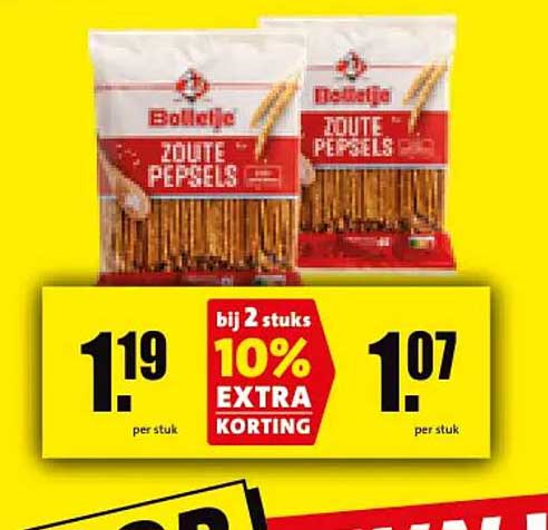Bolletje Zoute Pepsels bij 2 stuks 10% extra korting