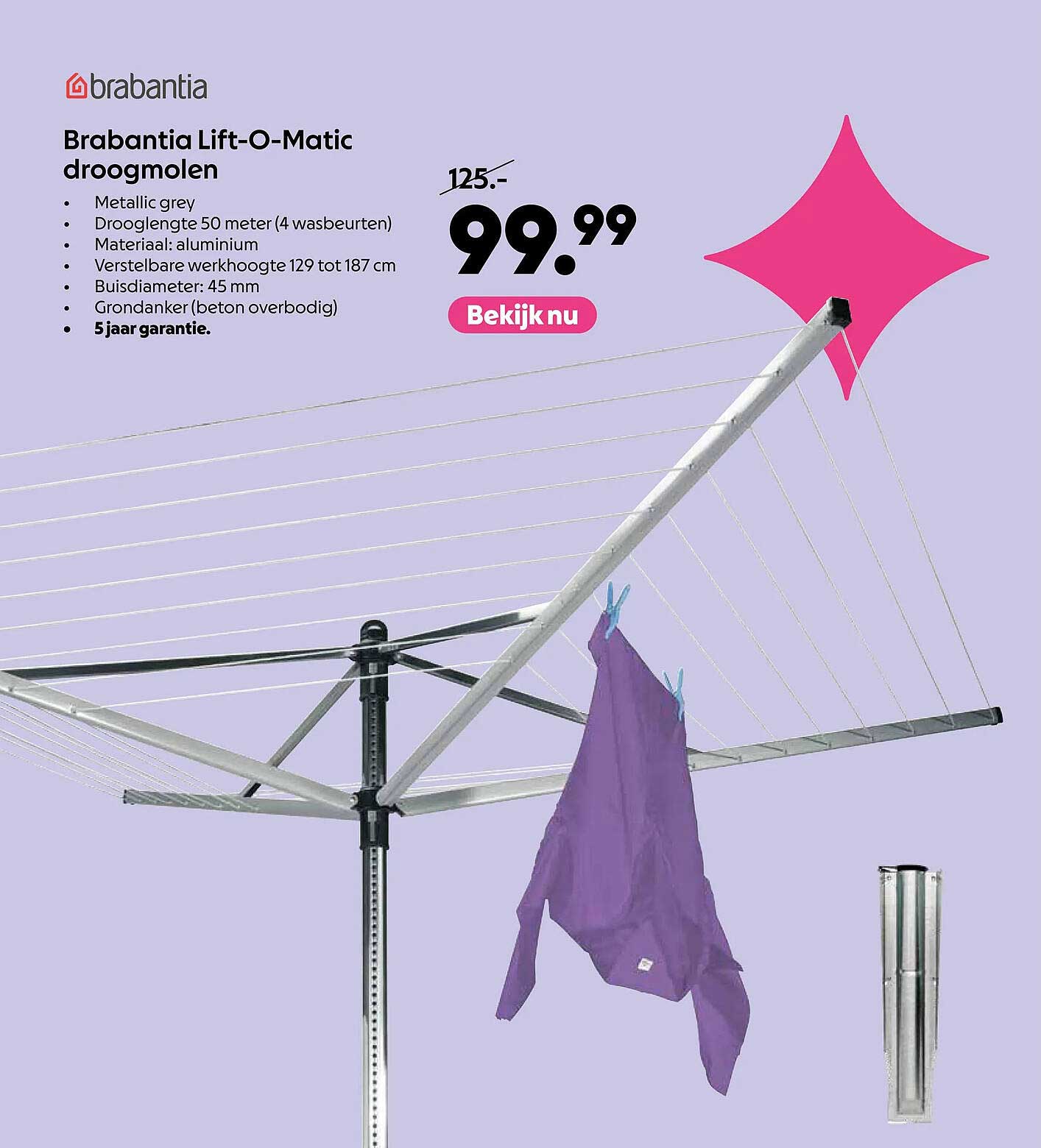 Brabantia Lift-O-Matic droogmolen