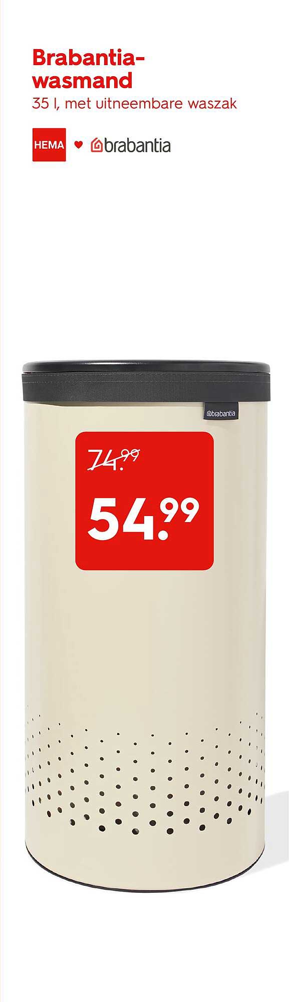 Brabantia-wasmand 35 l, met uitneembare waszak