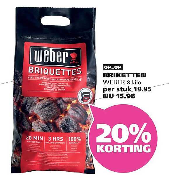 BRIKETTEN WEBER 8 kilo 20% KORTING