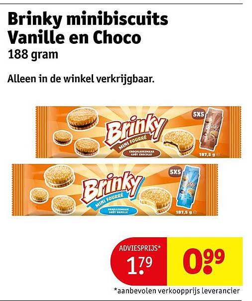 Brinky minibiscuits Vanille en Choco 188 gram