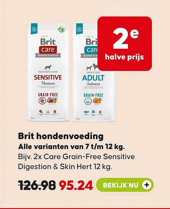 Brit hondenvoeding Alle varianten van 7 t/m 12 kg. 2e halve prijs