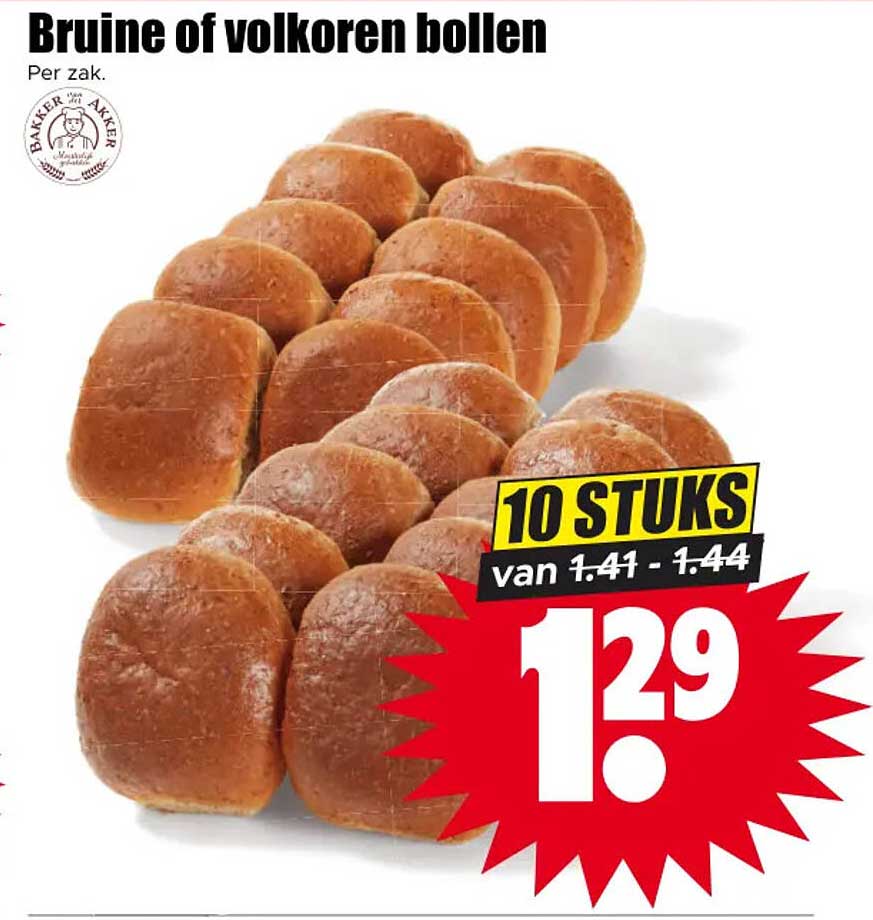Bruine of volkoren bollen 10 stuks
