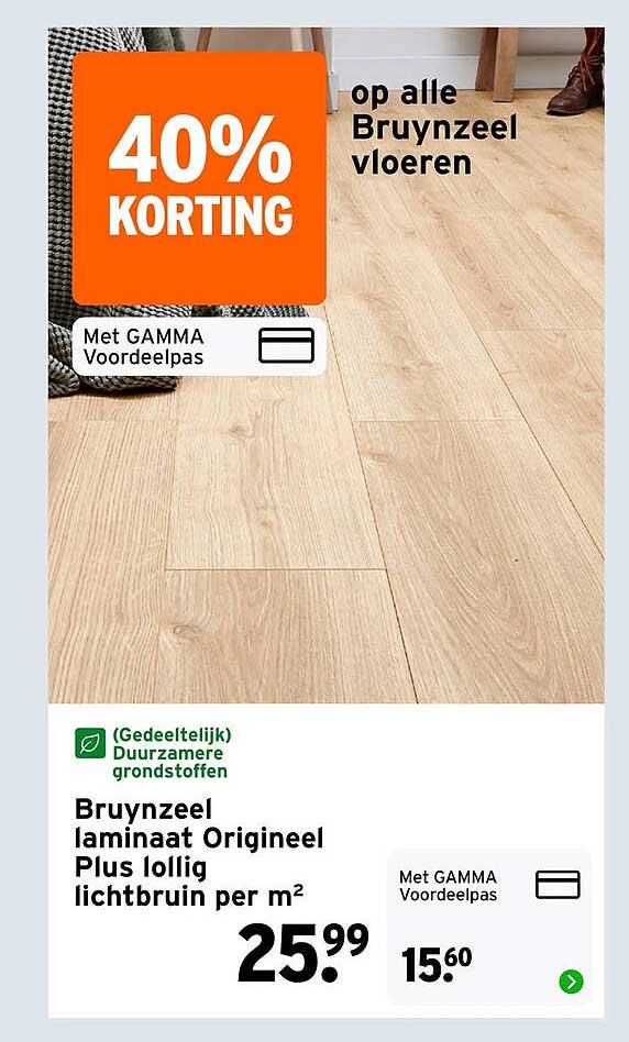Bruynzeel laminaat Origineel Plus lolly lichtbruin per m² 40% korting op alle Bruynzeel vloeren