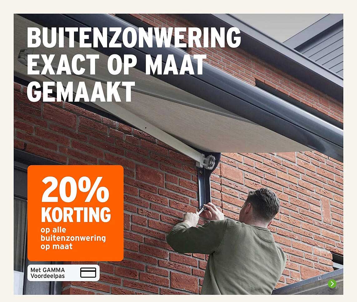 BUITENZONWERING EXACT OP MAAT GEMAAKT 20% KORTING op alle buitenzonwering op maat