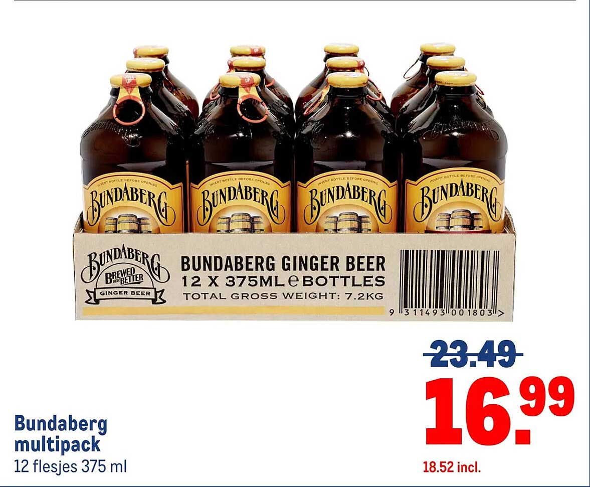 Bundaberg multipack 12 flesjes 375 ml