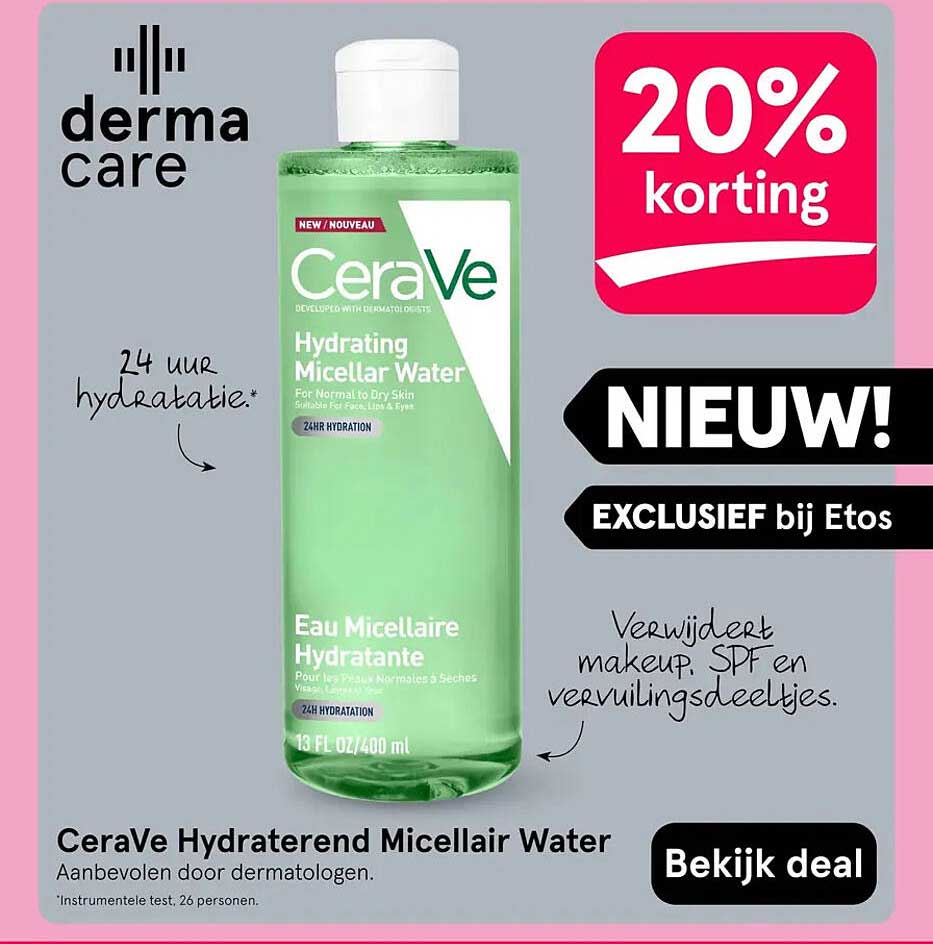 CeraVe Hydraterend Micellair Water 20% korting