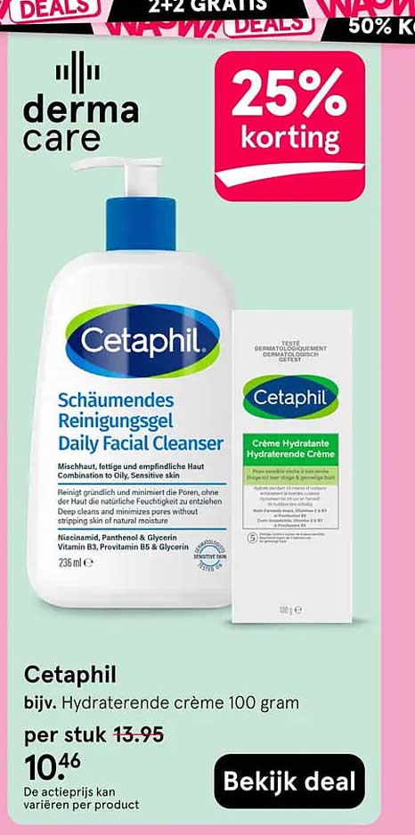 Cetaphil bijv. Hydraterende crème 100 gram