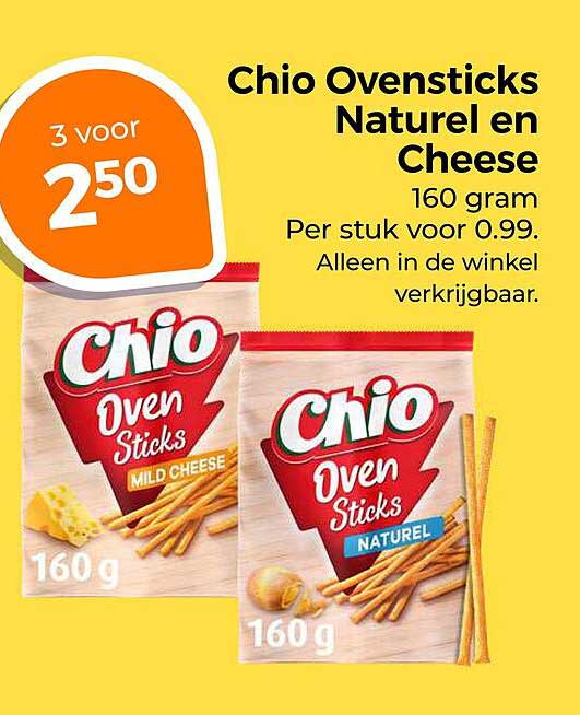 Chio Ovensticks Naturel en Cheese 160 gram