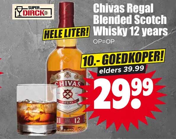 Chivas Regal Blended Scotch Whisky 12 years HELE LITER! 10.- GOEDKOPER!