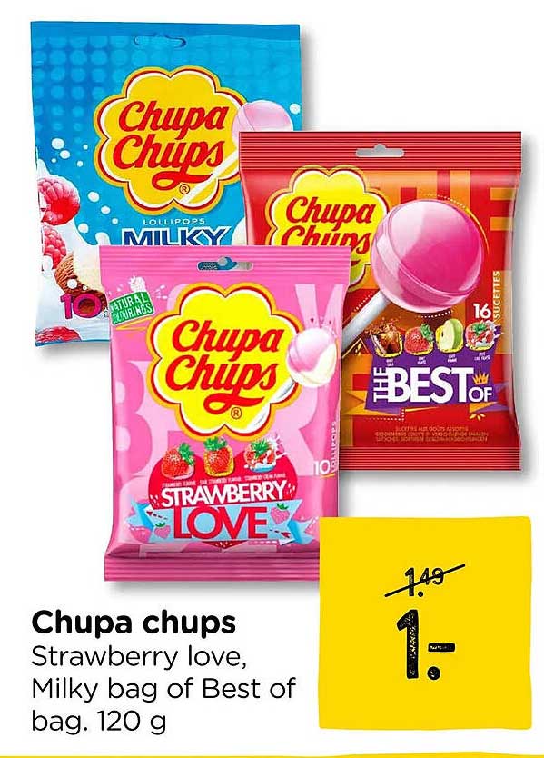 Chupa chups Strawberry love, Milky bag of Best of bag. 120 g