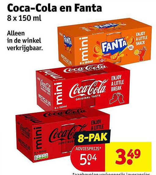 Coca-Cola en Fanta 8 x 150 ml