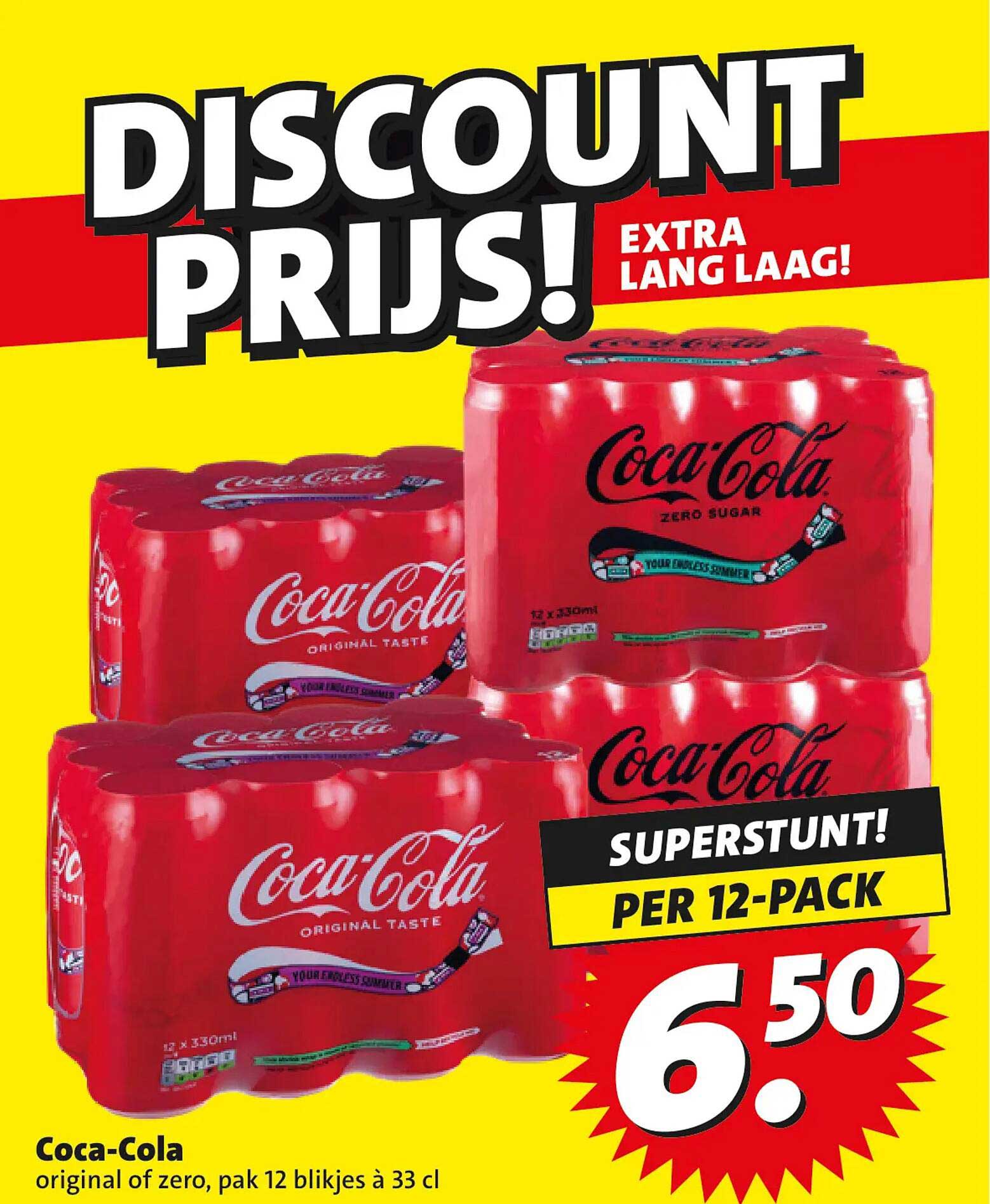 Coca-Cola original of zero, pak 12 blikjes à 33 cl SUPERSTUNT! PER 12-PACK