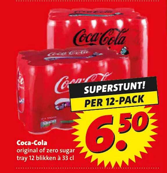 Coca-Cola original of zero sugar tray 12 blikken à 33 cl SUPERSTUNT! PER 12-PACK