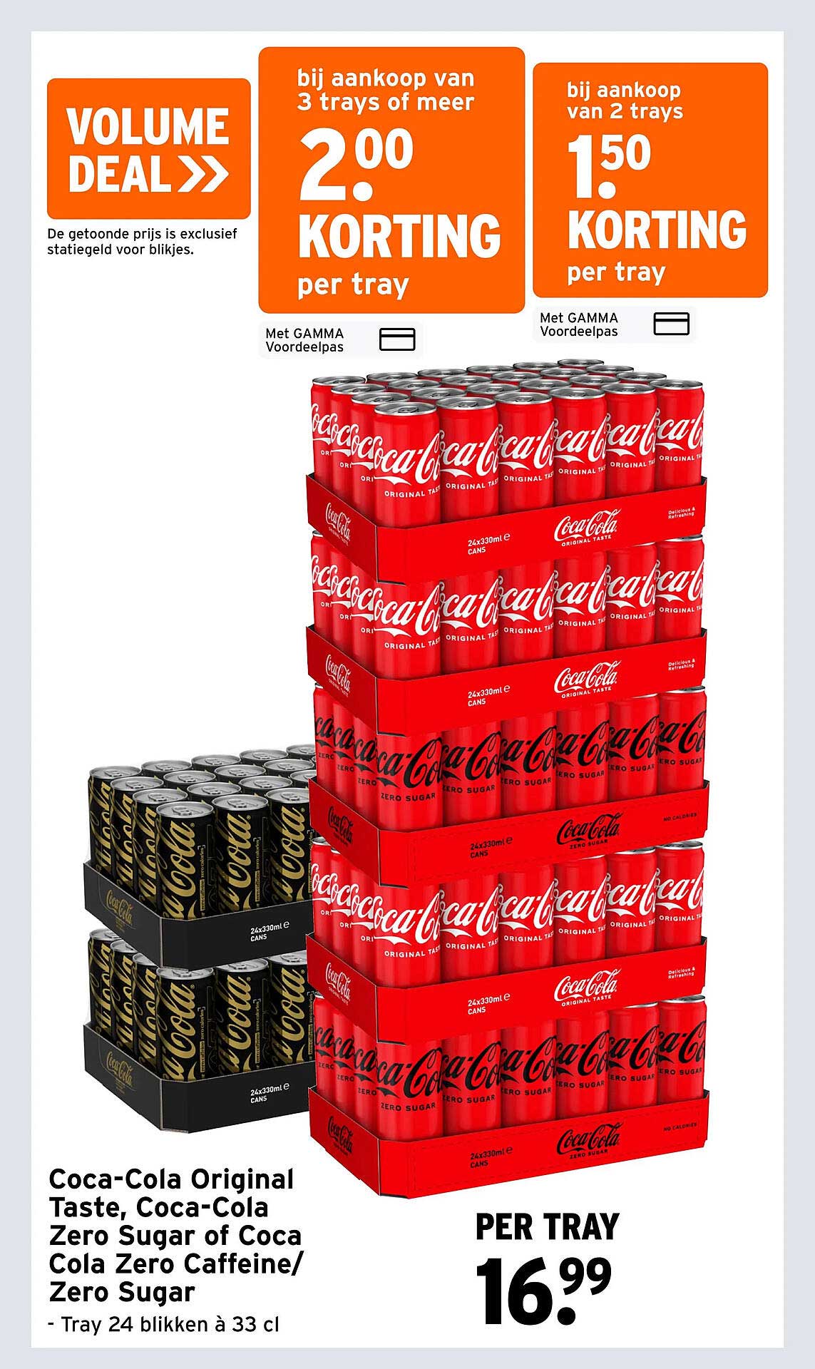 Coca-Cola Original Taste, Coca-Cola Zero Sugar of Coca Cola Zero Caffeine/Zero Sugar - Tray 24 blikken à 33 cl