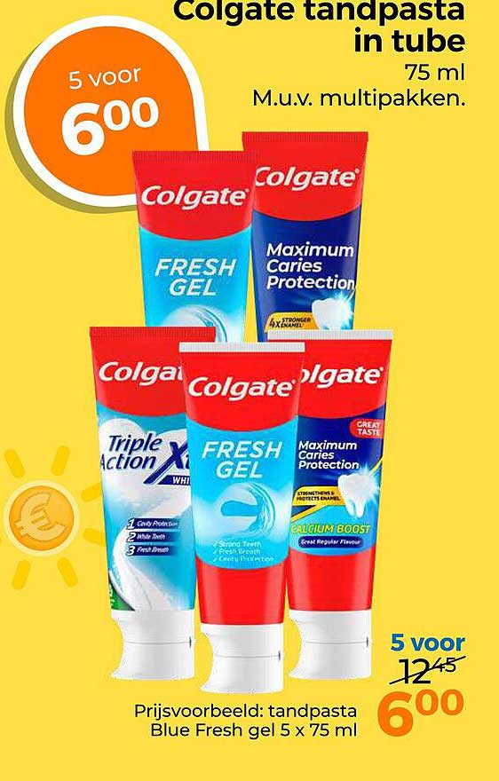Colgate tandpasta in tube 75 ml M.u.v. multipakken. 5 voor