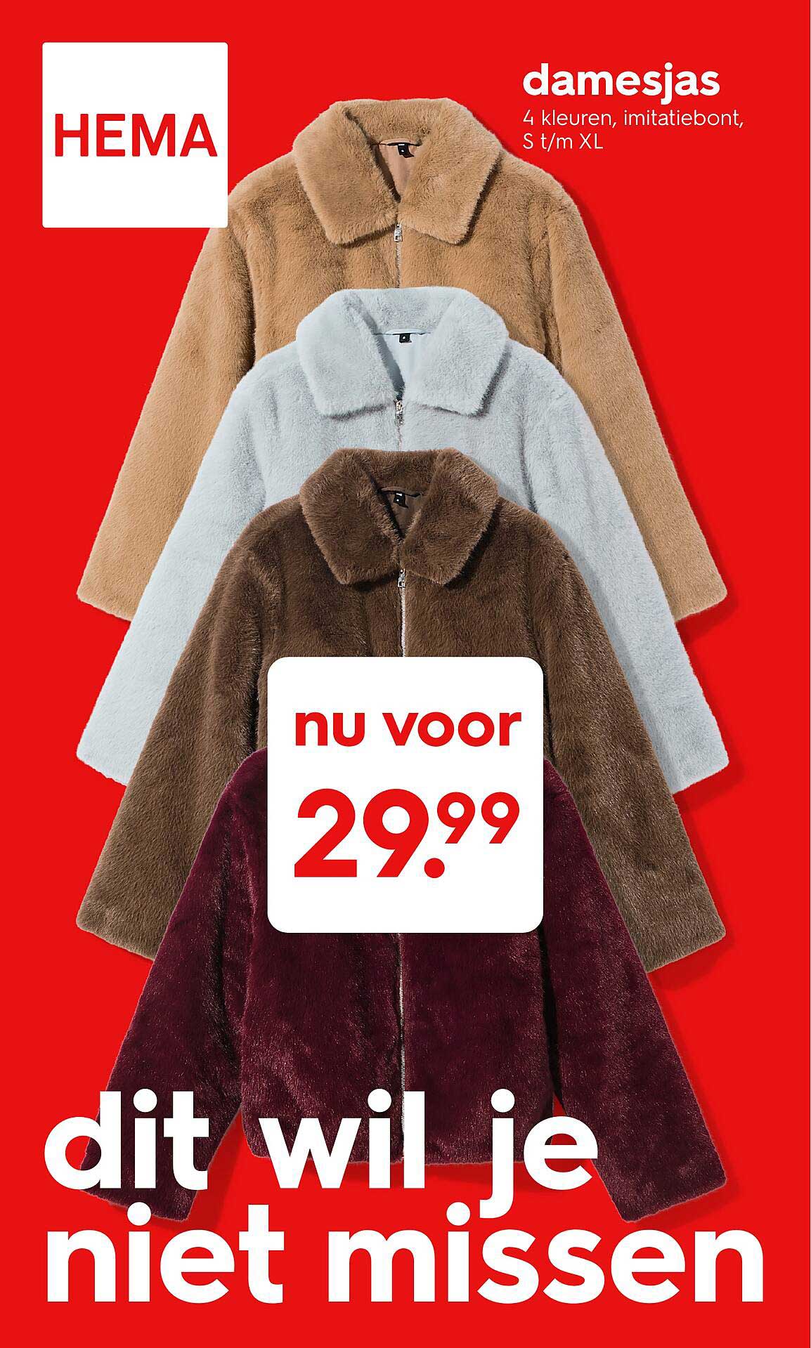damesjas 4 kleuren, imitatiebont, S t/m XL