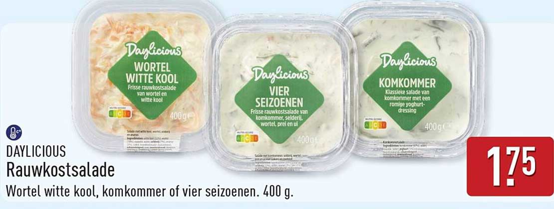 DAYLICIOUS Rauwkostsalade Wortel witte kool, komkommer of vier seizoenen. 400 g.