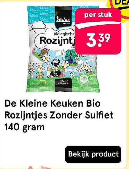 De Kleine Keuken Bio Rozijntjes Zonder Sulfiet 140 gram