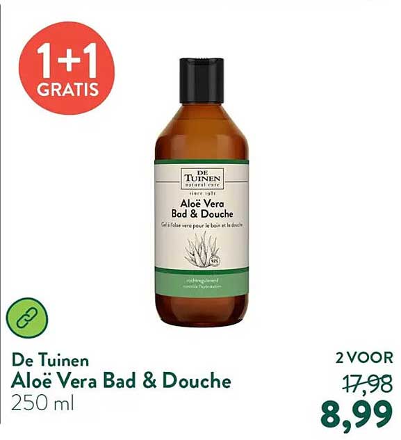 De Tuinen Aloë Vera Bad & Douche 250 ml 1+1 GRATIS