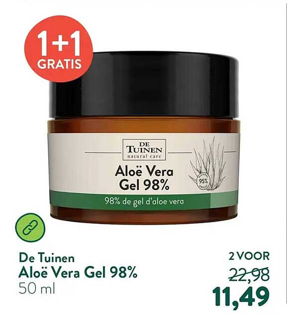 De Tuinen Aloë Vera Gel 98% 1+1 GRATIS