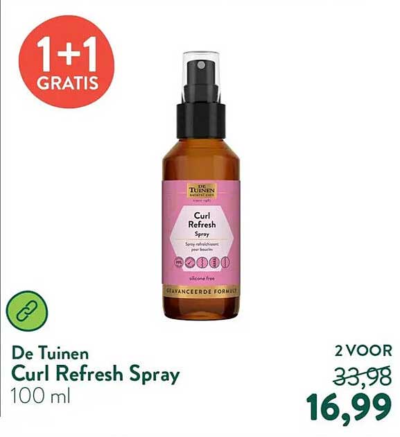 De Tuinen Curl Refresh Spray 100 ml 1+1 gratis