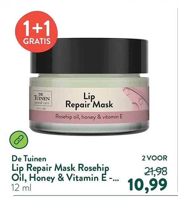 De Tuinen Lip Repair Mask Rosehip Oil, Honey & Vitamin E -... 1+1 GRATIS