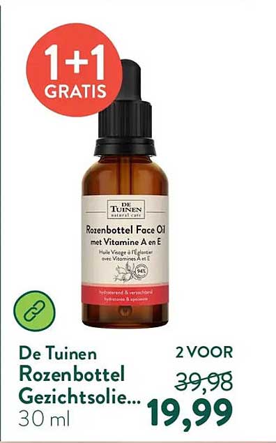 De Tuinen Rozenbottel Gezichtsolie... 1+1 gratis