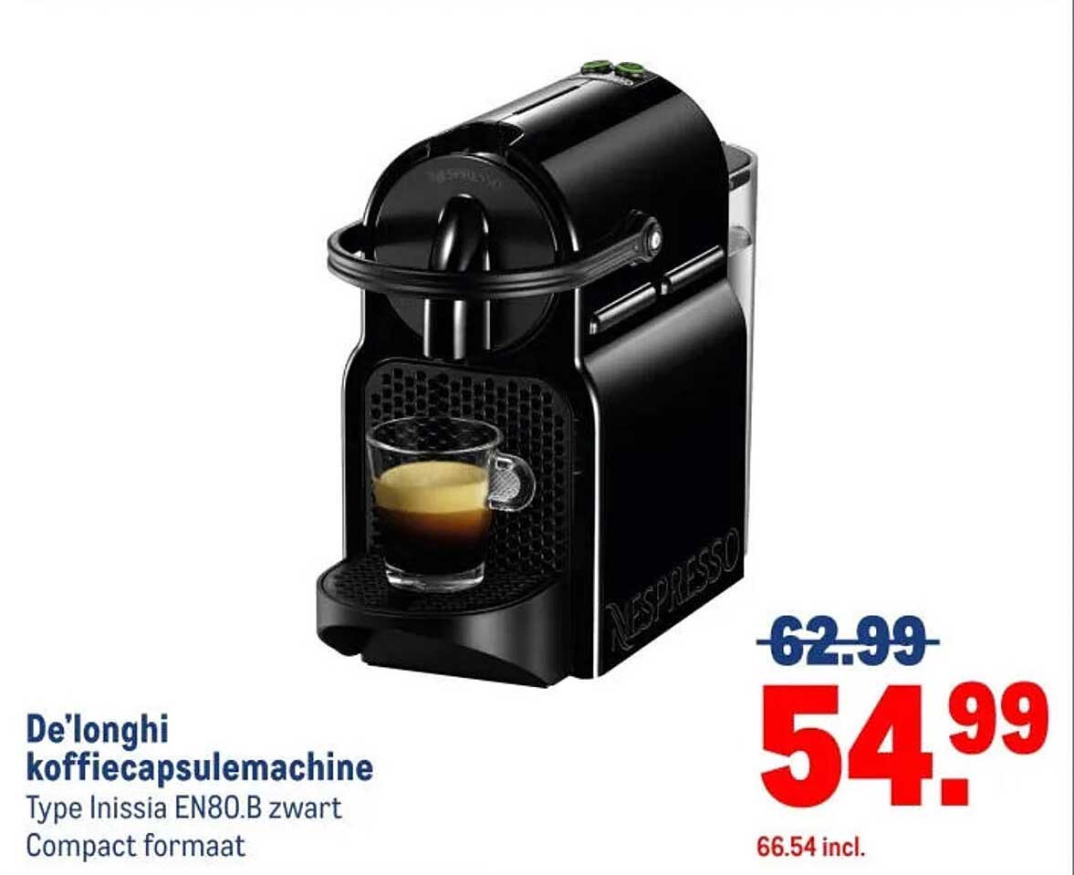 De'longhi koffiecapsulemachine Type Inissia EN80.B zwart Compact formaat