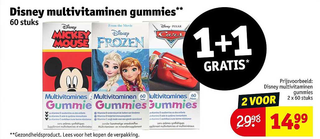 Disney multivitaminen gummies 60 stuks 1+1 GRATIS