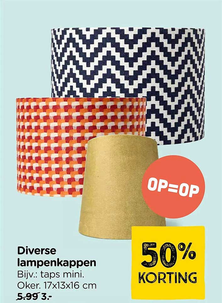 Diverse lampenkappen 50% KORTING