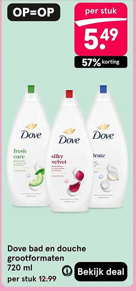 Dove bad en douche grootformaten 720 ml