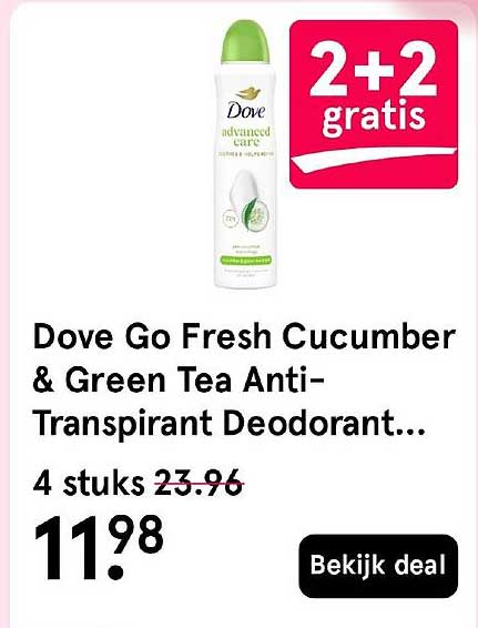 Dove Go Fresh Cucumber & Green Tea Anti-Transpirant Deodorant... 2+2 gratis